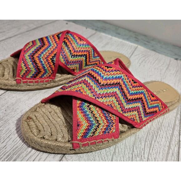 NINE WEST Womens Sandals Hamden Spadrille Criss Cross Multicolor Size 10M Boho - Picture 1 of 6